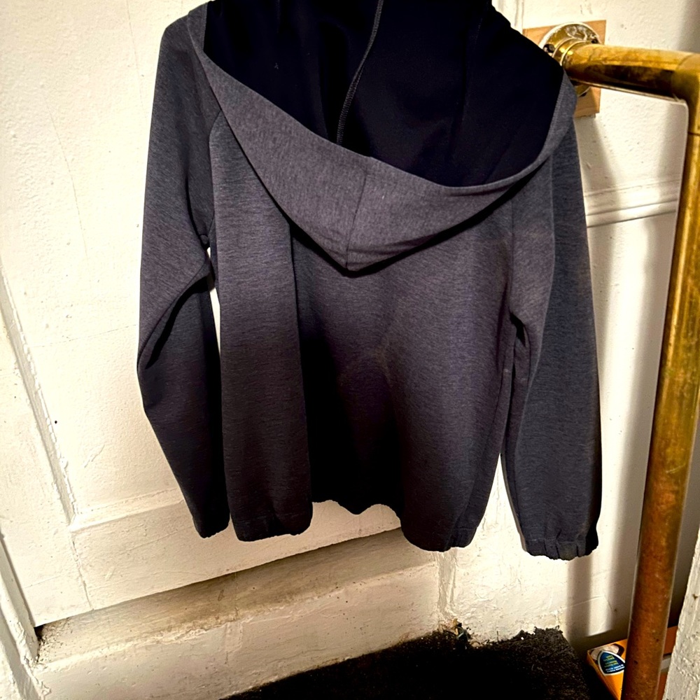 Lightweight grey hoodie jacket.